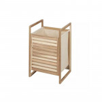 Wenko Acina Laundry Basket - Wood - Brown & Cream