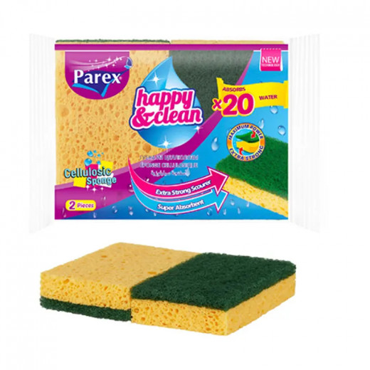 Parex Happy & Clean Cellulose Sponge, 2 Pieces