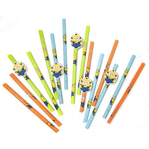 Zak Designs Kids Despicable Me Minions, 3 Pack Reusable Plastic Straws in Resealable Pouch