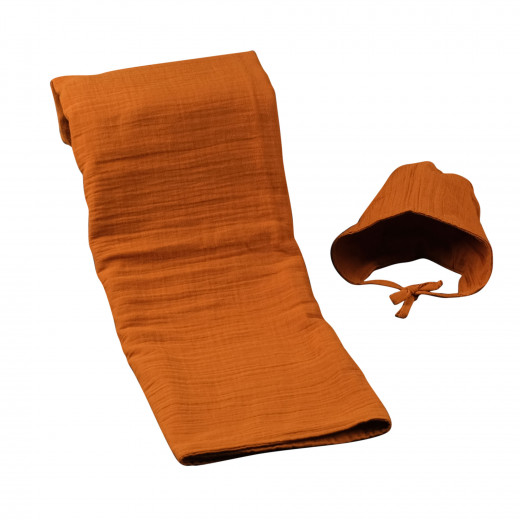Elmalella Mira Blanket & Hat Set, Orange Color
