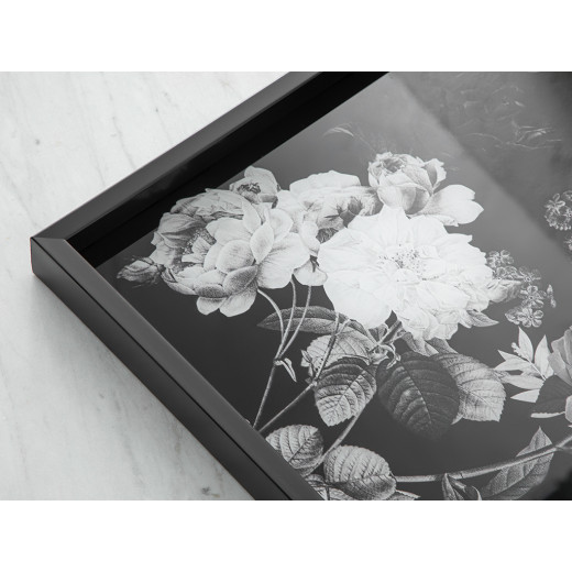 English Home Rose İn Black Decorative Tray, Black Color 35*35 Cm