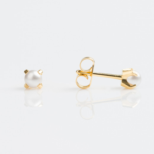 Studex Studex Tiny Tips Gold Plated Pearl Tiff White Pearl Stud Earrings, 4mm