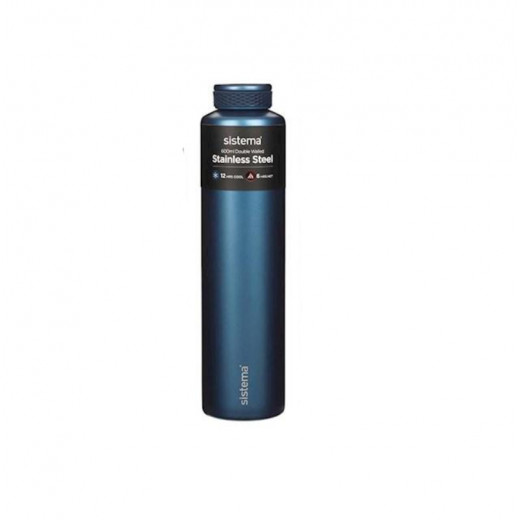 سيستيما - زجاجة أنيقة من الفولاذ المقاوم للصدأ باللون الازرق الغامق 600 مل