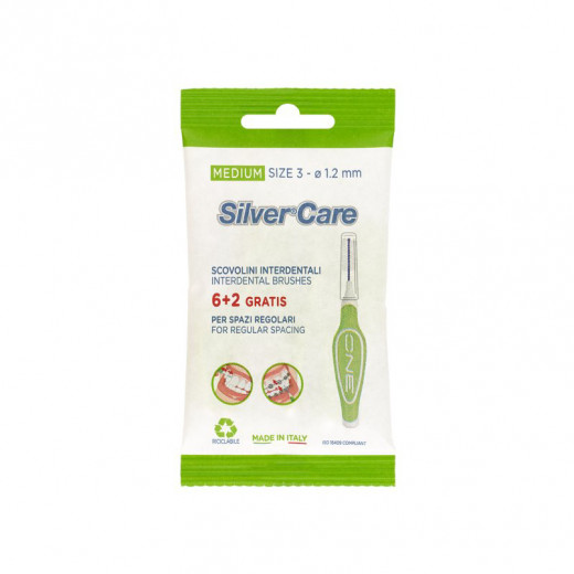 Silver Care Medium Interdental Brushes, 8 Pieces