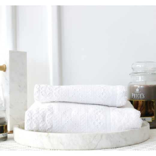 Dreams Adeline Towels - White  2 Pieces