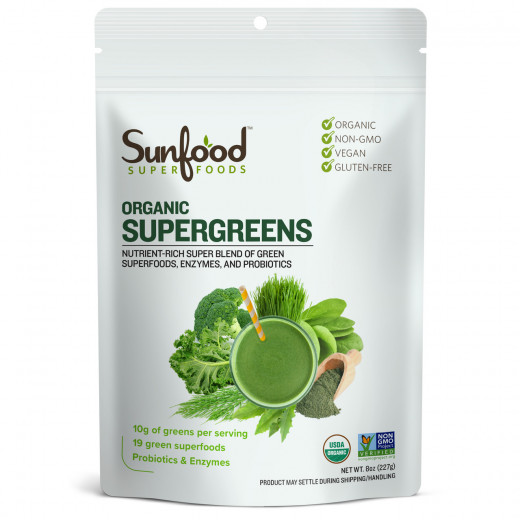 Sunfood Superfoods Super Greens Powder, Organic Green Juice