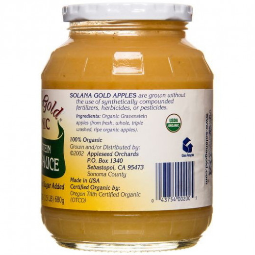 Solana Gold Organics Gravenstein Apple Sauce in Glass, Organic