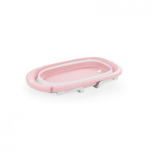 Dolu Travel Fold Flat Infant Baby Bathtub - White & Pink