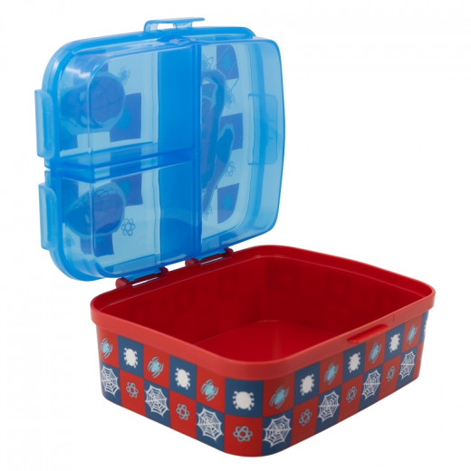 Stor Xl Multi Compartment Rectangular Sandwich Box Spiderman Arachnid Grid