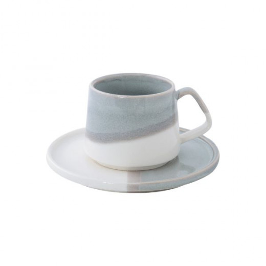 Easy Life Double Coffee Cup & Saucer Set Gray Color 130 Ml