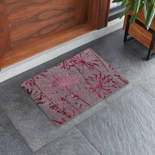 Schöner Wohnen Manhattan Doormat , Dandelions Gray & Rose Color, 50x70cm