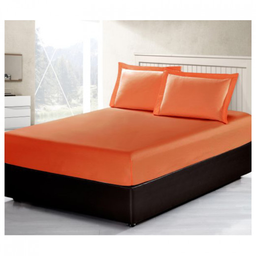 ARMN Vero Fitted Sheet Set, Orange, Kingsize, 3 Pieces