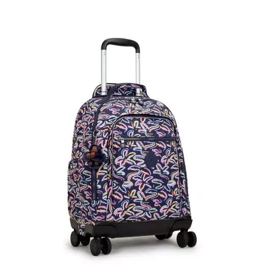 Kipling-New Zea-Large Wheeled Backpack Palm Fiesta Print