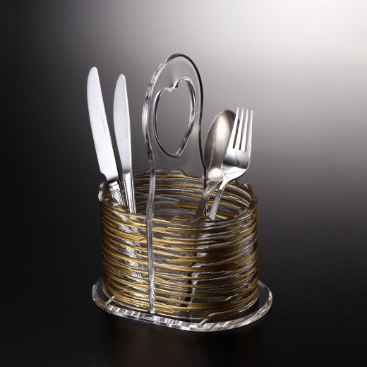 Vague Acrylic Cutlery Holder Bark Golden 21 centimeter