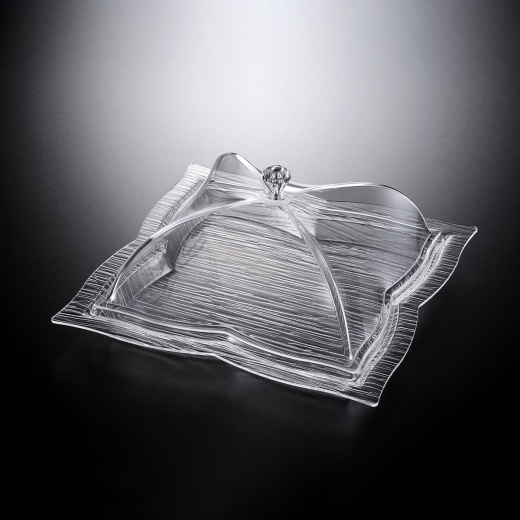 Vague Acrylic Square Dessert Serving Set Clear 30 centimeter