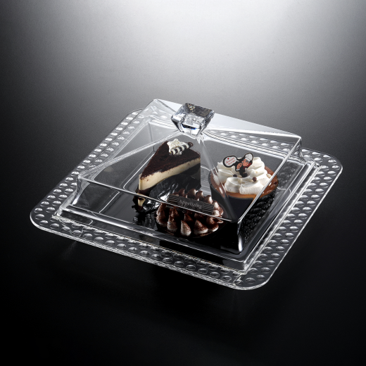 Vague Acrylic Dessert Serving Set, Square Shape, Large Size