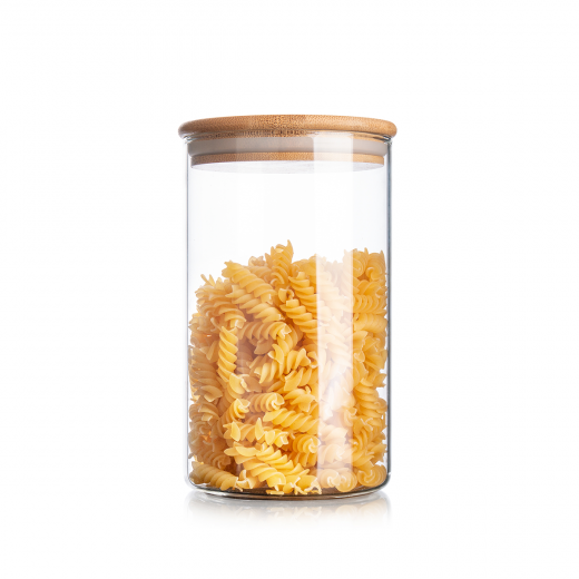 Vague Glass Glass Jar with Lid 17.6 centimeter