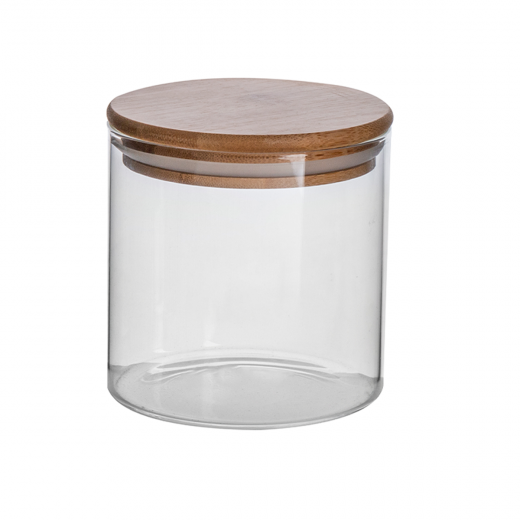 Vague Glass Glass Jar with Lid 10.5 centimeter