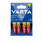 Varta 4706 Alkaline Max Tech AA Batteries, 4 Pack (Blue/Red)