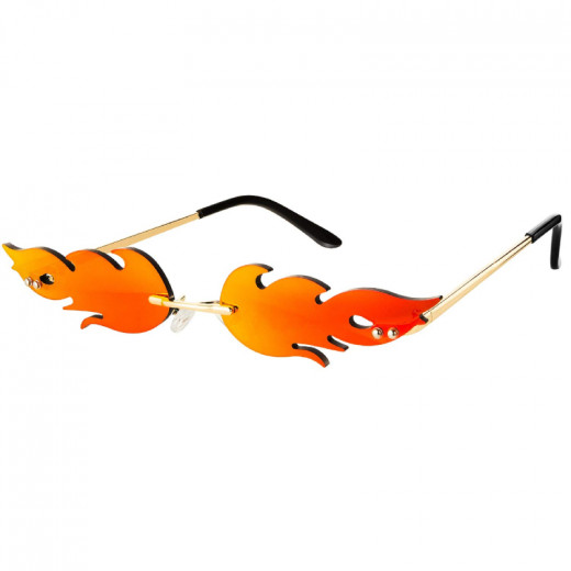 K Costumes | Fire Flame Sunglasses Rimless Flame Shaped - orange