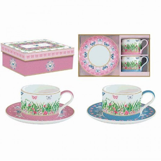 Easy Life Spring Parade Cups & Saucers Set in Box - Multicolored  240ml 4-Piece