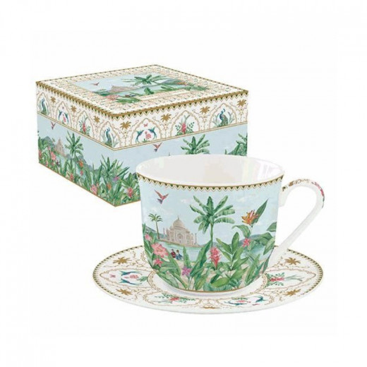 Easy Life Paradise Sauvage Teacup & Saucer in Box - Multicolored 370ml