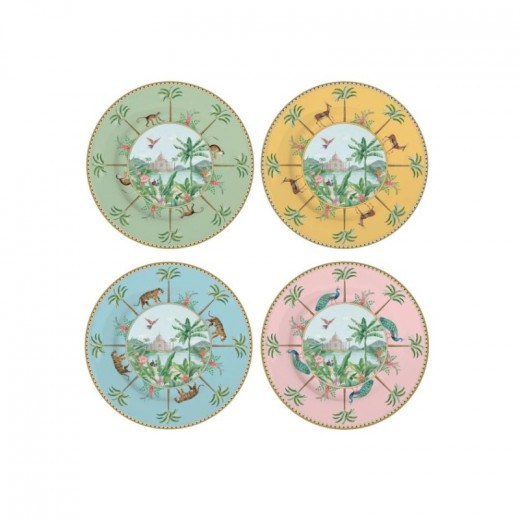 Easy Life Paradise Sauvage Dessert Plate Set in Box - Multicolored  4-Pieces