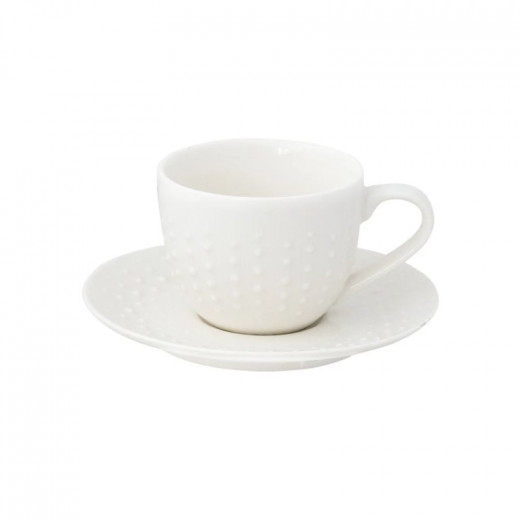 Easy Life Drops Coffee Cup & Saucer Set - White 110ml