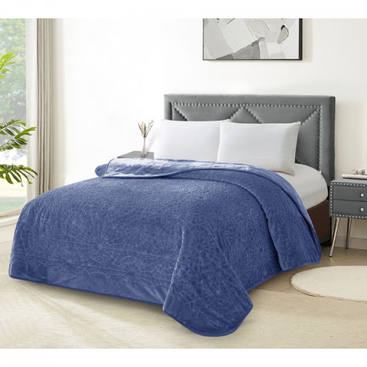 Nova home lynx engraved blanket - single/twin - navy