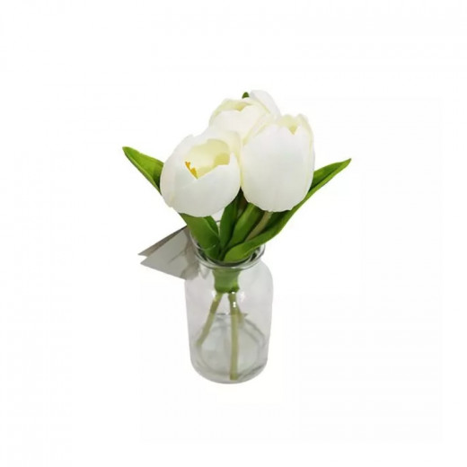 Nova home "Milk tulip" artificial flower arrangement - white 23 cm