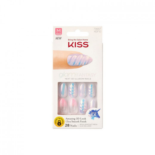 Kiss Impress Press On Nails Glam Fantasy Unicorn Pink Purple Medium