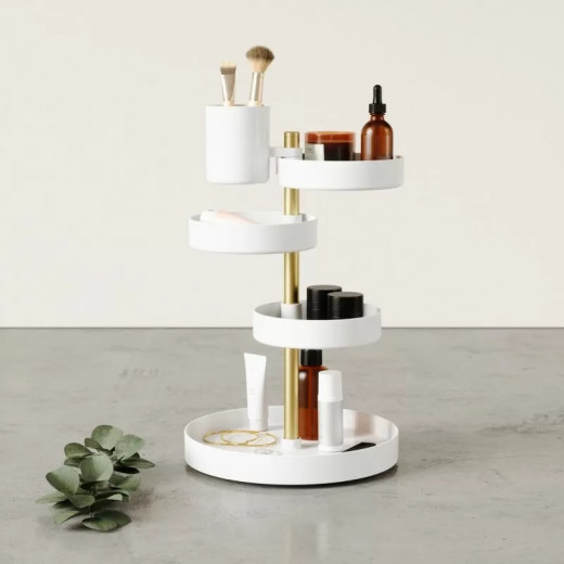 Umbra cosmetic organizer pirouette  white & brass