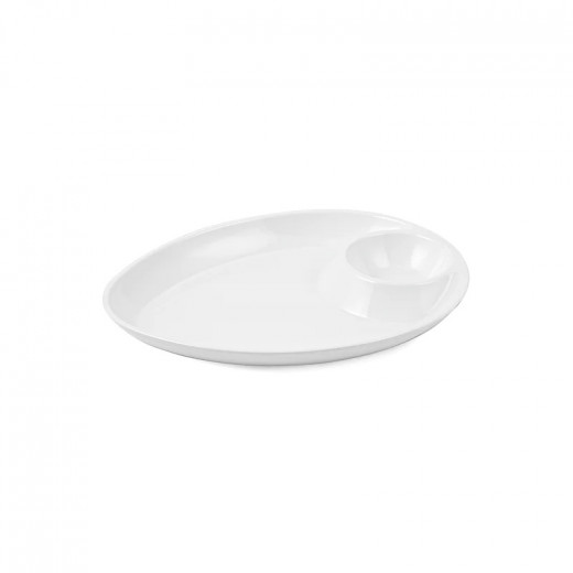 Vague Melamine Triangle Platter with Sauce Hole 25 Cm