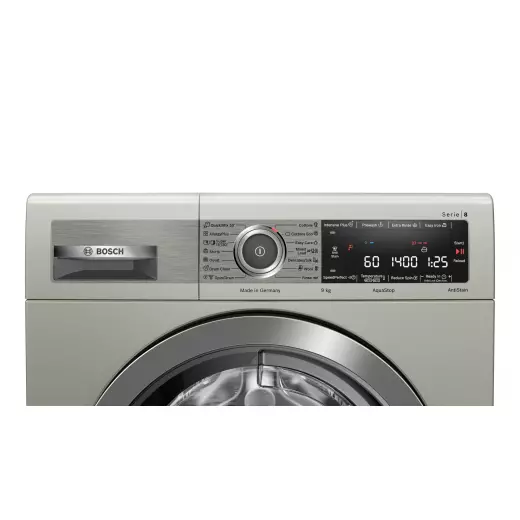 Bosch washing machine, frontloader fullsize 9 kg 1400 rpm, silver inox Serie | 8