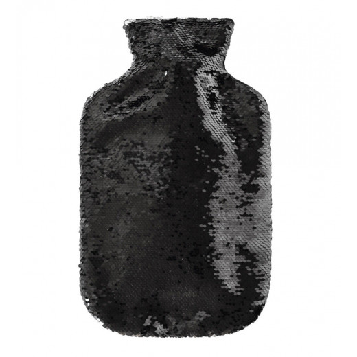 قربة الماء الساخنة مع غطاء مزين بالخرز الأسود 2 لتر فاشي
