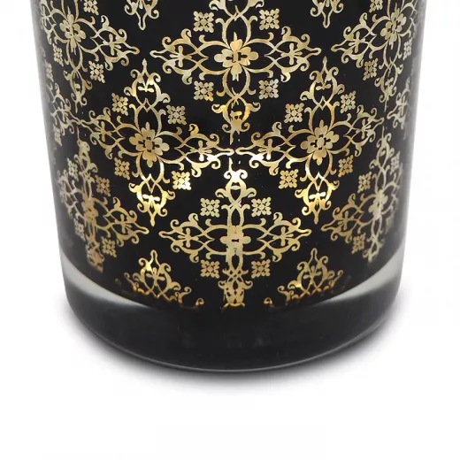 Flower black & gold glass candle / accessories holder