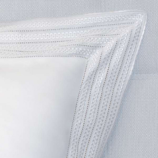 Nova Home "Handy" Embroidery Duvet Cover Set, Cotton, White Color, King Size, 7 Pieces