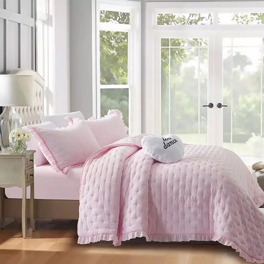 Nova Home "Mabel" Quilted Embroidery Kid's Comforter, Pink Color, Queen Size, 5 Pieces