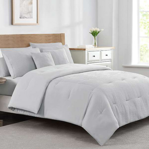 Nova Home  "Metro" Seersucker Comforter, Grey Color, Size King/Super King, 8 Pieces