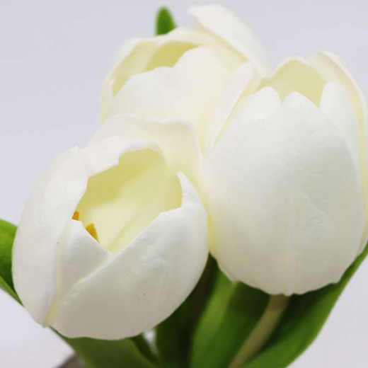 Nova Home  "Milk Tulip" Artificial Flower Arrangement, White Color, 23 Cm