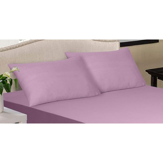 Fieldcrest Plain Fitted Sheet Set, 100% Cotton 220 Thread, Light Purple Color