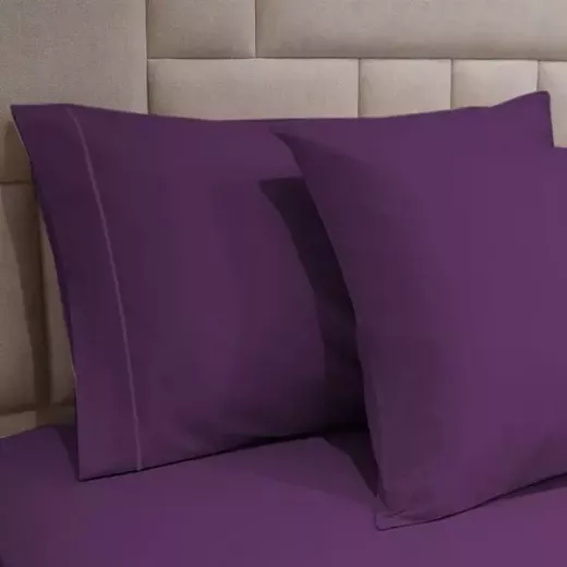 Fieldcrest Plain Fitted Sheet Set, 100% Cotton 220 Thread, Purple Color