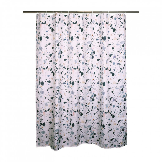 Weva Rubiks Terrazzo Waterproof Shower Curtain, Grey Color, 180x200 Cm