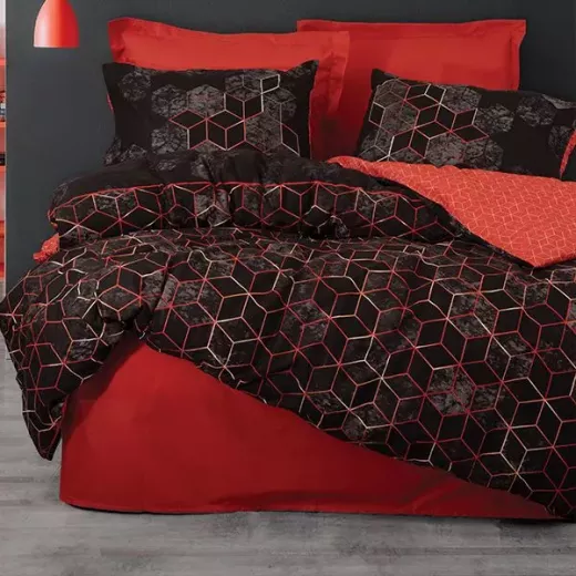 Nova Home Dawn Duvet Cover, King/Super King, Red Color ,4 Pieces