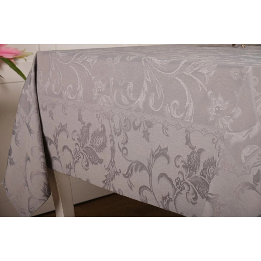 Nova Home Sketched Table Cloth, Poly Cotton, Grey Color, 160*220 Cm