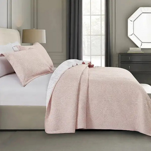 Nova Home Liana Jacquard Bed Spread Set, Poly Cotton, Pink Color, Twin Size