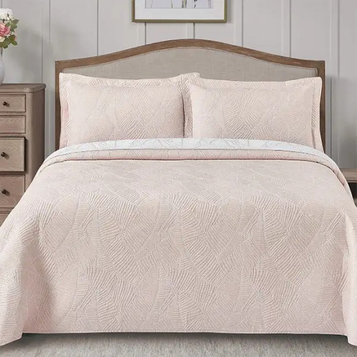 Nova Home Liana Jacquard Bed Spread Set, Poly Cotton, Pink Color, Twin Size