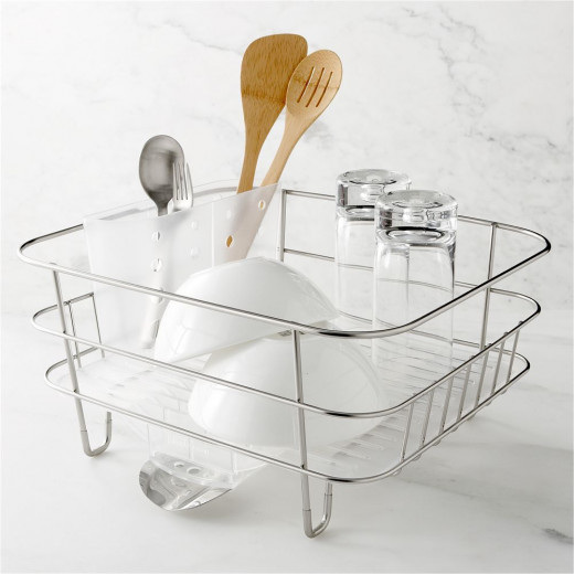 Simplehuman Stainless Steel Wire Frame Dish Rack, Frosted - Silver