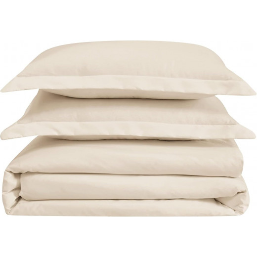 Cannon Bed Duvet Cover Plain Twin Ivory  3pcs Set