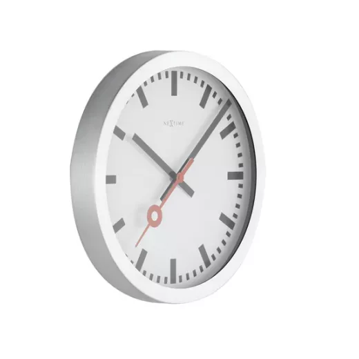 Nextime station wall clock, silver color